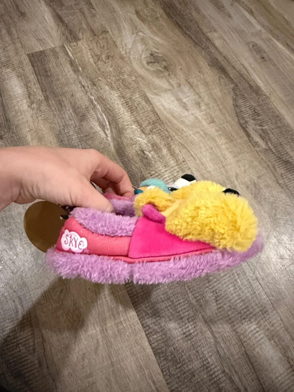 Girls Plush Character Slippers - Pink & Purple 7-8
